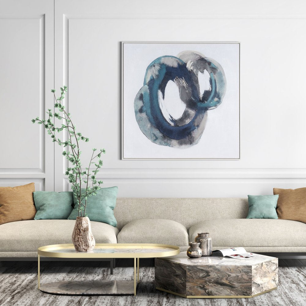 Ripples in Time Hand Painted White Floater Frame Wall Art