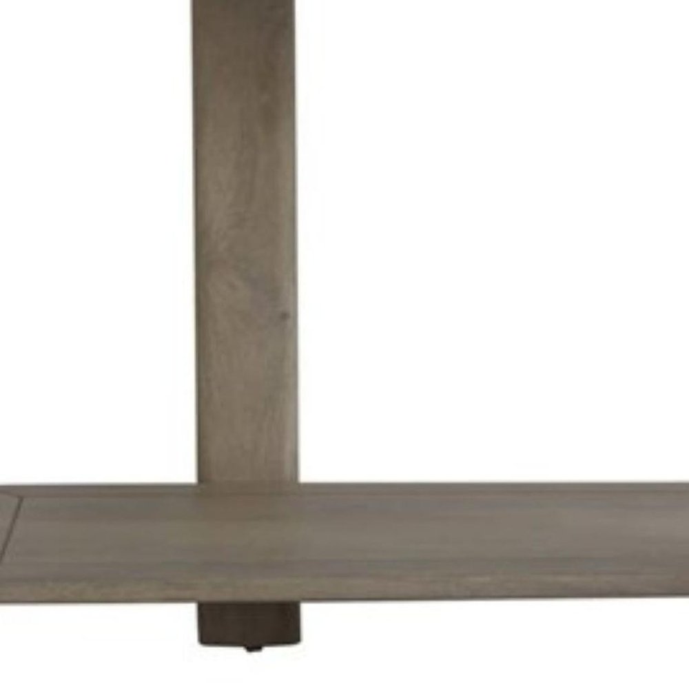 54" Natural Solid Wood Distressed Console Table With Shelf