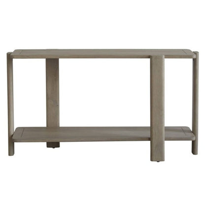 54" Natural Solid Wood Distressed Console Table With Shelf