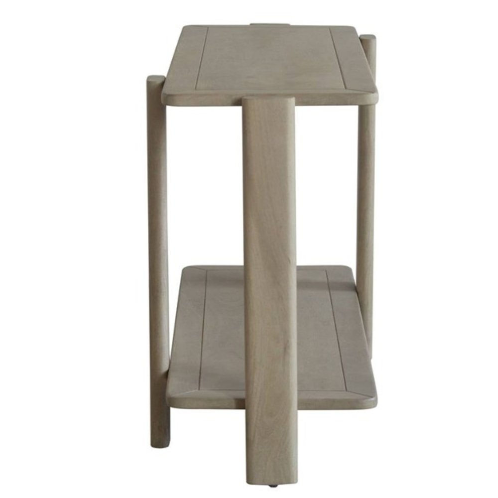 54" Natural Solid Wood Distressed Console Table With Shelf