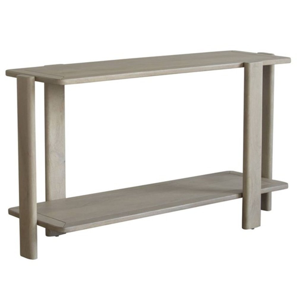 54" Natural Solid Wood Distressed Console Table With Shelf