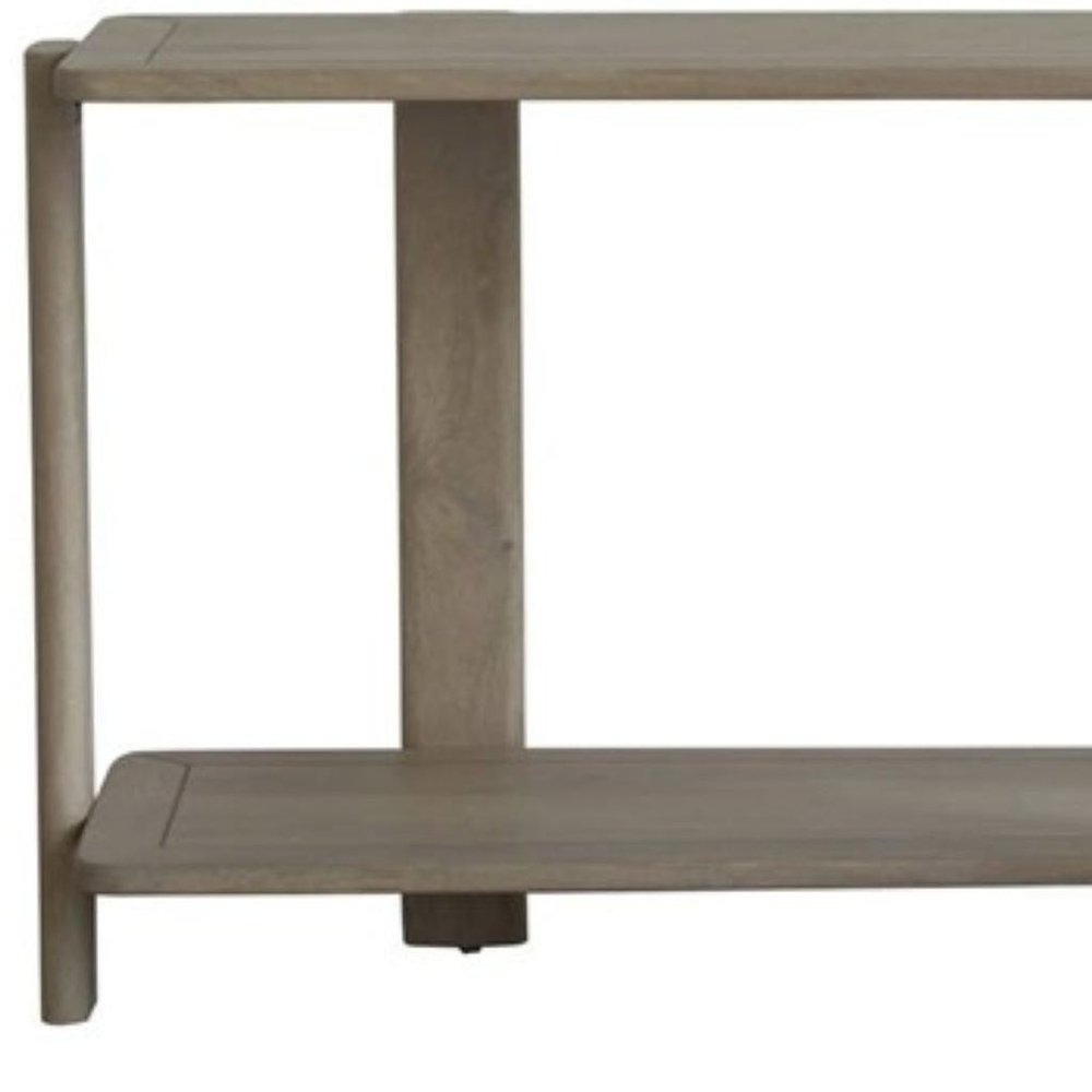 54" Natural Solid Wood Distressed Console Table With Shelf
