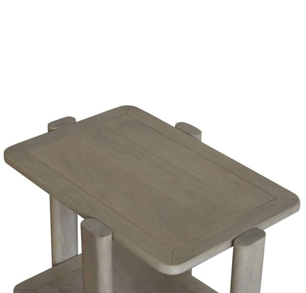 22" Natural Distressed Solid Wood End Table With Shelf