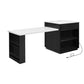 55" White and Black Wood Barn Door Rolling Kitchen Island With Storage With USB