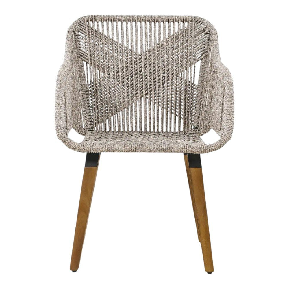Five Piece Light Gray and Tan Wicker Upholstered Cushions Two Person Seating Group With Table