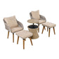 Five Piece Light Gray and Tan Wicker Upholstered Cushions Two Person Seating Group With Table