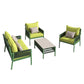 Four Piece Green and Light Green Metal Upholstered Cushions Sofa Seating Group With Table