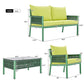 Four Piece Green and Light Green Metal Upholstered Cushions Sofa Seating Group With Table