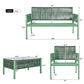 Four Piece Green and Light Green Metal Upholstered Cushions Sofa Seating Group With Table