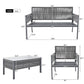 Four Piece Gray Metal Upholstered Cushions Sofa Seating Group With Table