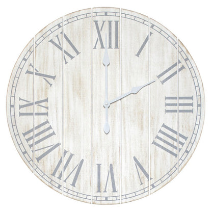 23" Light Gray And Dark Gray Wood Plank Vintage Style Round Wall Clock