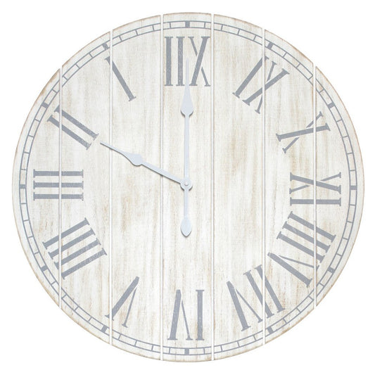 1" White And Black Manufactured Wood Silent Analog Vintage Style Crackle Round Wall Clock