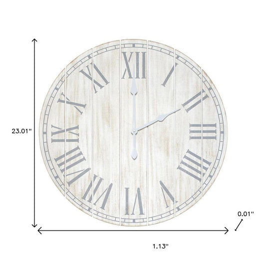 23" Light Gray And Dark Gray Wood Plank Vintage Style Round Wall Clock