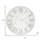 1" White And Black Manufactured Wood Silent Analog Vintage Style Crackle Round Wall Clock
