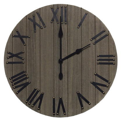 21" Black And Gray Manufactured Wood Silent Analog Round Wall Clock