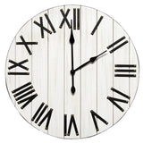 21" White And Black Rustic Wood Silent Analog Round Wall Clock