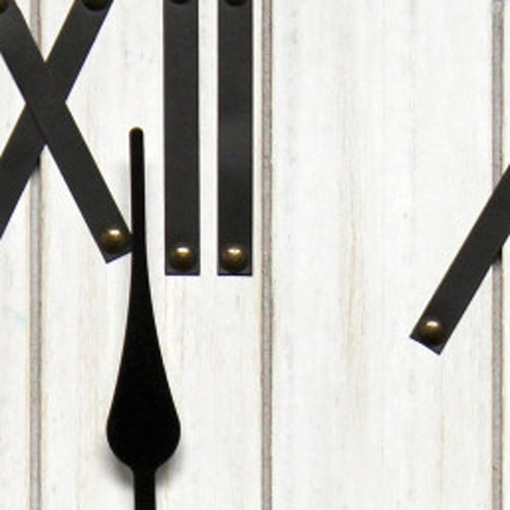 21" White And Black Rustic Wood Silent Analog Round Wall Clock