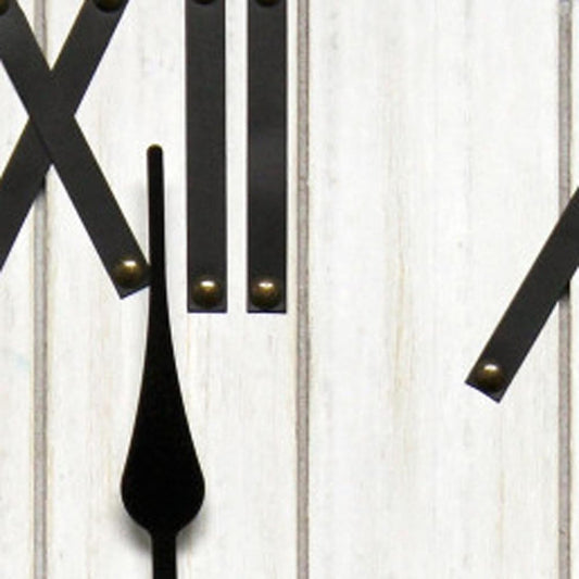 21" White And Black Rustic Wood Silent Analog Round Wall Clock