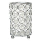 5" Silver And Clear Faux Crystal And Metal Cylinder Table Vase