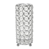 8" Silver And Clear Faux Crystal And Metal Cylinder Table Vase
