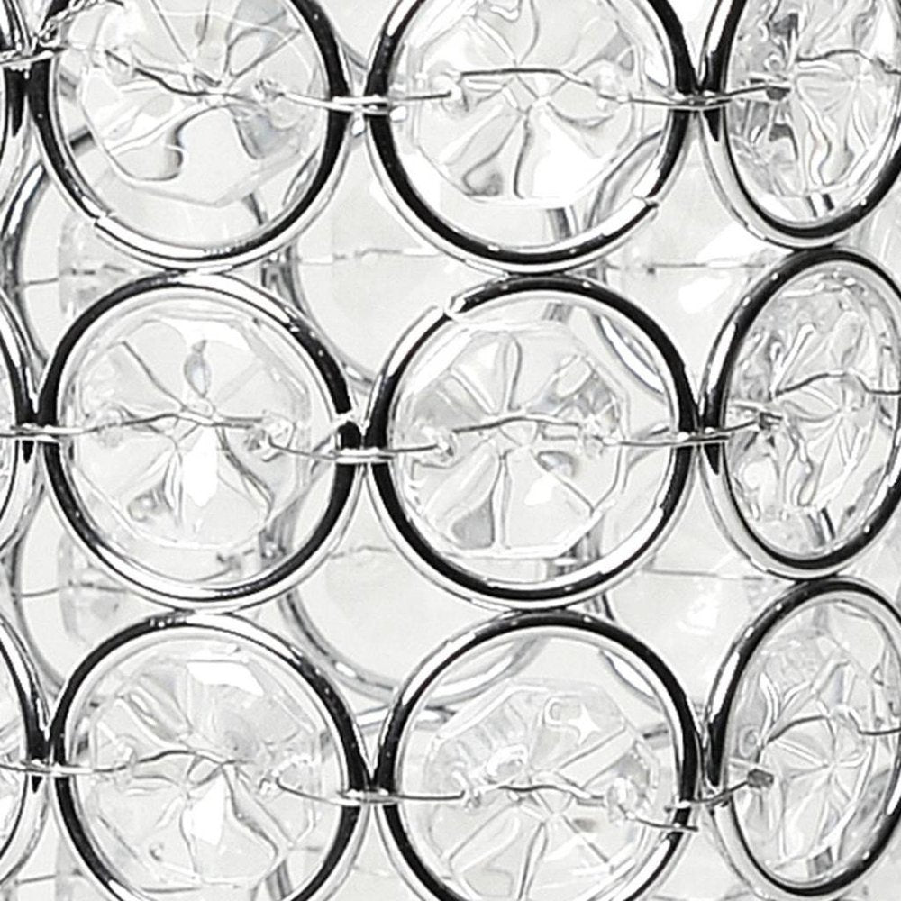 8" Silver And Clear Faux Crystal And Metal Cylinder Table Vase