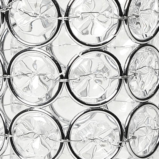 8" Silver And Clear Faux Crystal And Metal Cylinder Table Vase