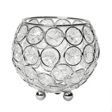 4" Clear And Silver Faux Crystal And Metal Round Table Vase