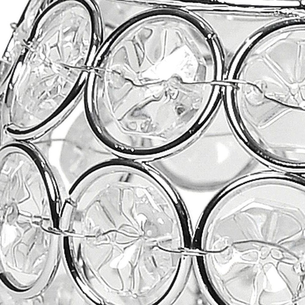 4" Clear And Silver Faux Crystal And Metal Round Table Vase