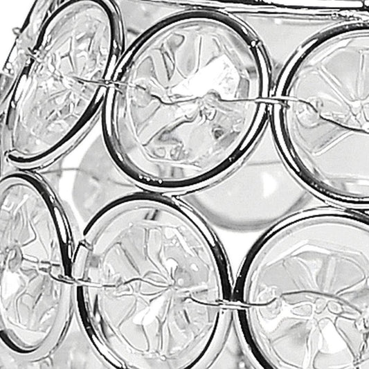 4" Clear And Silver Faux Crystal And Metal Round Table Vase