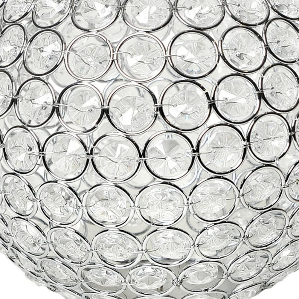 7" Clear And Silver Faux Crystal And Metal Round Table Vase