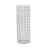 11" Silver And Clear Clear Crystal Cylinder Table Vase With Crystals