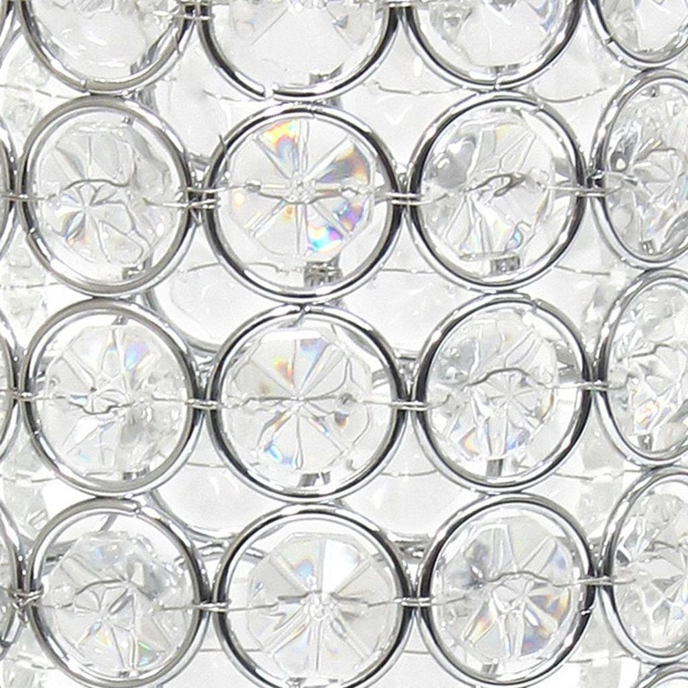 11" Silver And Clear Clear Crystal Cylinder Table Vase With Crystals