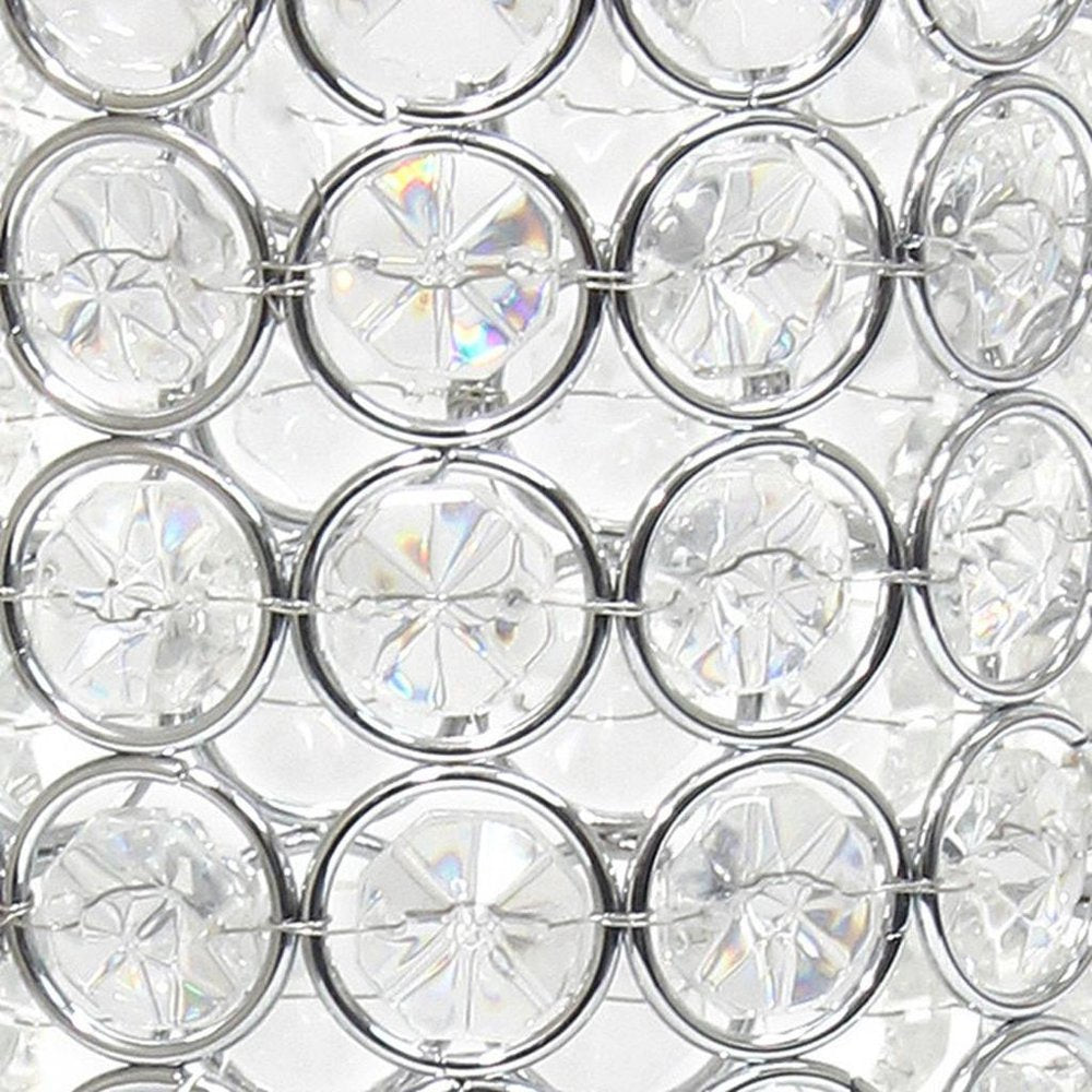 11" Silver And Clear Clear Crystal Cylinder Table Vase With Crystals