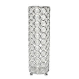 10" Silver And Clear Faux Crystal Cylinder Table Vase With Crystals