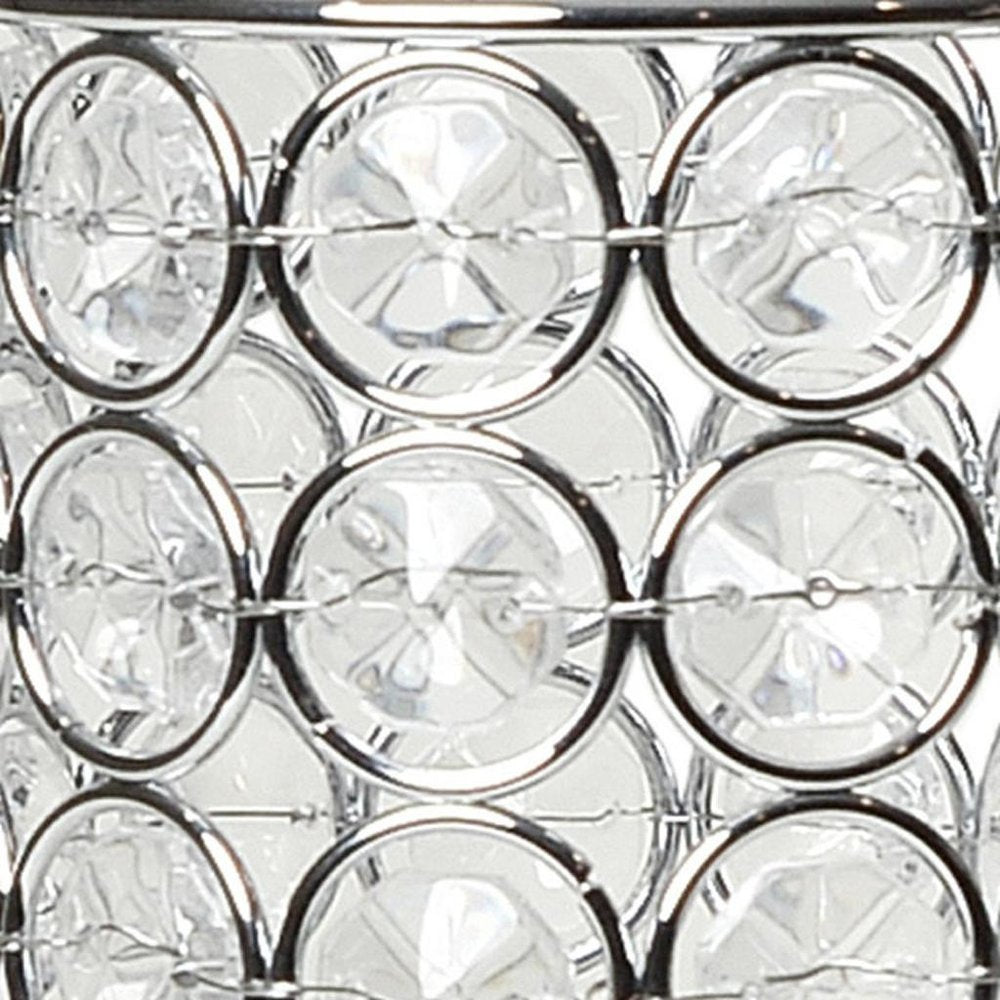 10" Silver And Clear Faux Crystal Cylinder Table Vase With Crystals