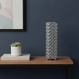 10" Silver And Clear Clear Crystal Cylinder Table Vase With Crystals