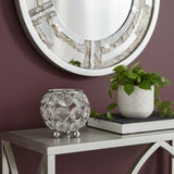 3" Silver And Clear Faux Crystal And Metal Oval Table Vase