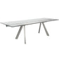 103" Clear and Silver Glass and Steel Extendable Dining Table