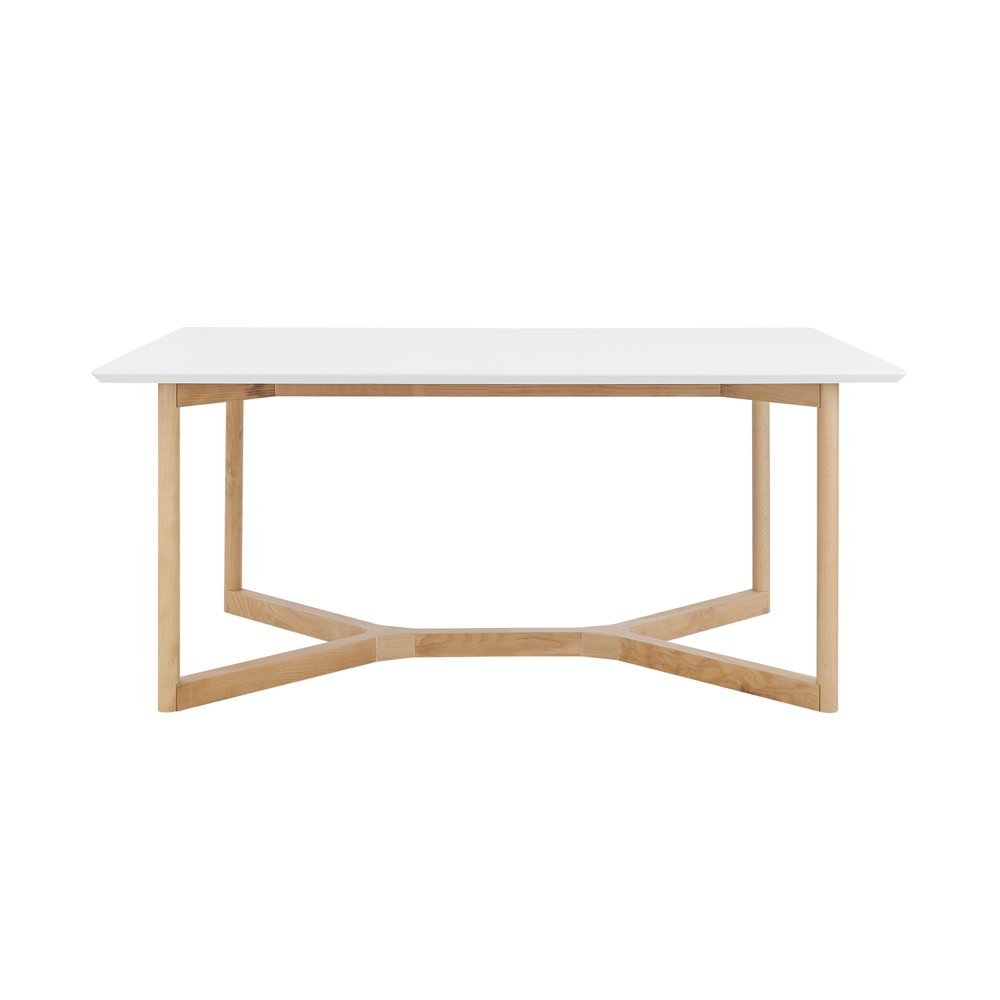 63" White and Natural Solid Wood Sled Base Dining Table