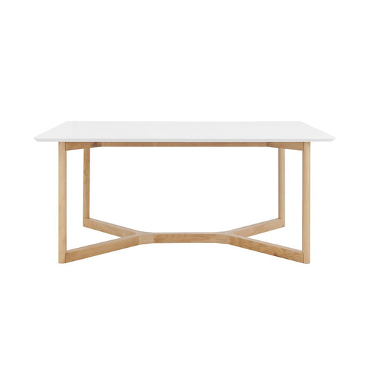 63" White and Natural Solid Wood Sled Base Dining Table