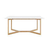 63" White and Natural Solid Wood Sled Base Dining Table