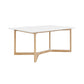 63" White and Natural Solid Wood Sled Base Dining Table