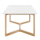 63" White and Natural Solid Wood Sled Base Dining Table