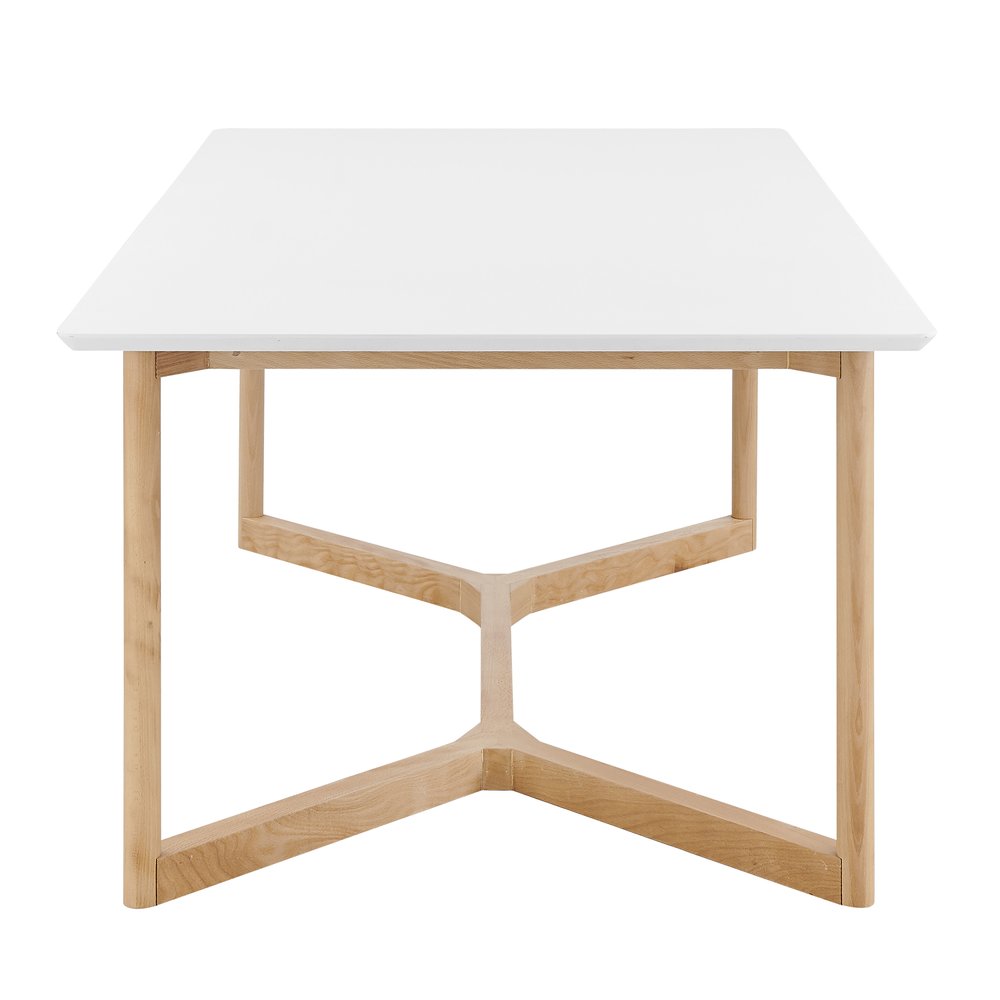 63" White and Natural Solid Wood Sled Base Dining Table