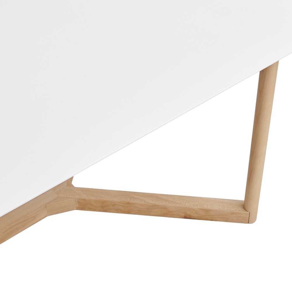 63" White and Natural Solid Wood Sled Base Dining Table