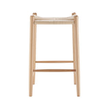 27" Natural Rush and Solid Wood Backless Counter Height Bar Chair