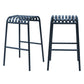 Set of Two 30" Dark Blue Steel Backless Bar Height Bar Chairs