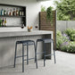Set of Two 30" Dark Blue Steel Backless Bar Height Bar Chairs