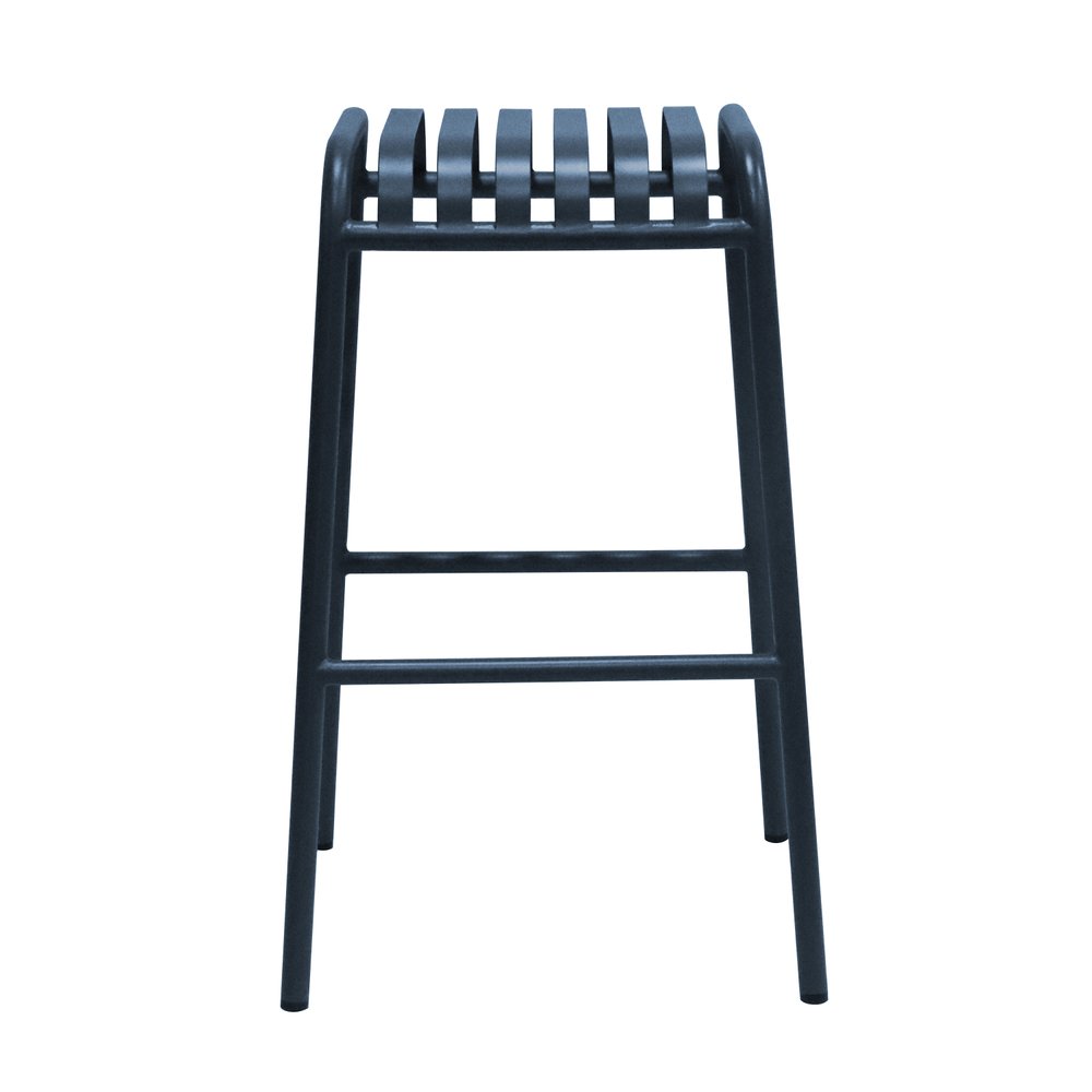 Set of Two 30" Dark Blue Steel Backless Bar Height Bar Chairs