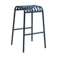 Set of Two 30" Dark Blue Steel Backless Bar Height Bar Chairs
